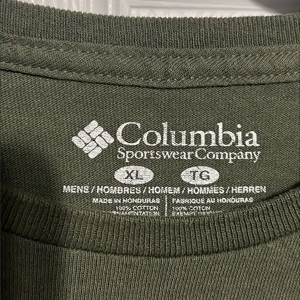 🔥🔥 COLUMBIA Army Green Long‎ Sleeve Tee - EXCELLENT Used Condition - Men Sz XL